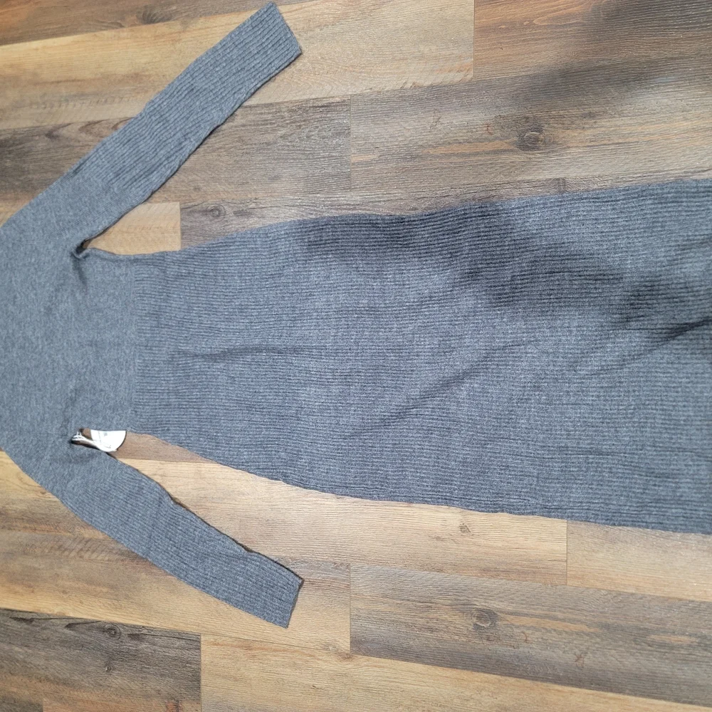 STAUD Ramona Ribbed Wool Blend Midi Dress Grey Charcoal Size Large NWT - Picture 9 of 11